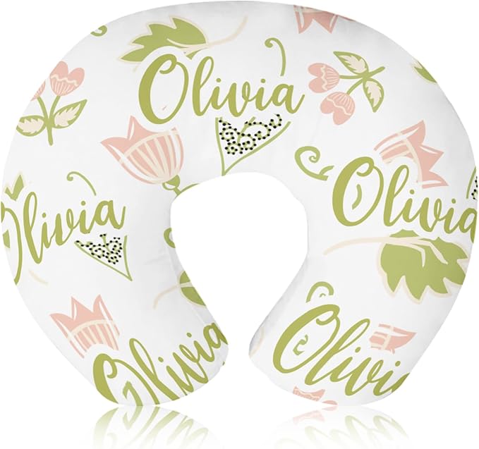 Customizable Flowers Baby Nursing Pillow Cover - Add Your Baby's Name, Ultra-Soft Stretch Fabric, Fits Standard Nursing Pillows, Ideal for Baby Showers Style 27