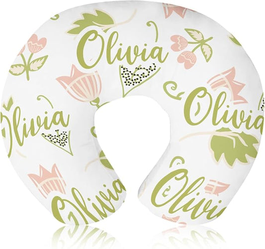 Customizable Flowers Baby Nursing Pillow Cover - Add Your Baby's Name, Ultra-Soft Stretch Fabric, Fits Standard Nursing Pillows, Ideal for Baby Showers Style 27