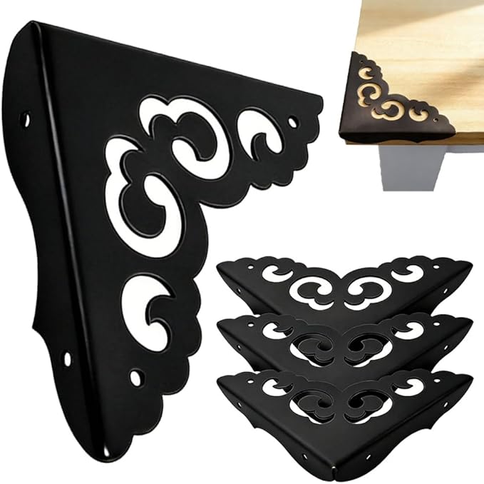 Metal Corner Protectors for Wood Boxes Furniture, Vintage Decorative Corner Guards for Box Door Table Furniture Corner Edge Safety Guard Pack of 4