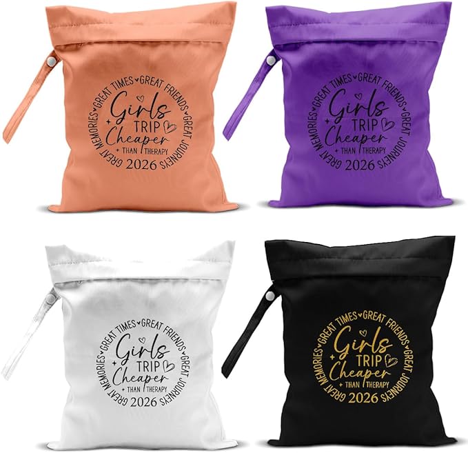 4Pcs Girls Trip Gifts Wet Dry Bag, Aloha Bags Beach Bag Wet Bag Favors, Sunscreen Bags Swimsuit Toiletry Travel Essentials For Women, Beach Travel Laundry bags for Dirty Diaper Swimsuit Gifts