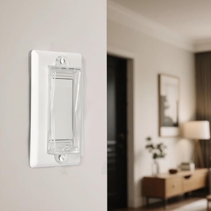 4 Light Switch Guard Cover, Baby Proof Wall Switch Cover Guard for Rocker Light Switch Protects Your Lights or Circuits from Being Accidentally Turned On or Off (Clear)