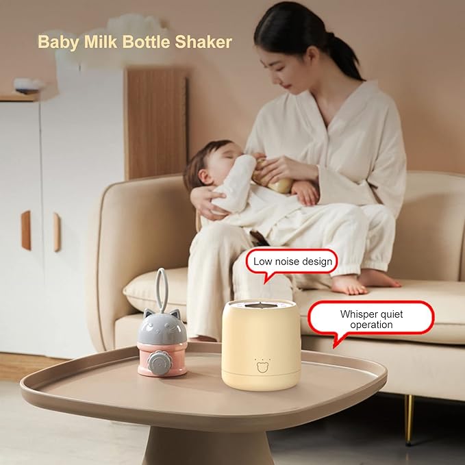 Baby Milk Bottle Shaker Automatic USB Charging Portable Low Noise Formula Mixer for Infant, Electric Milk Blender with 3 Mixing Modes, Compatible with 50-75mm Bottles