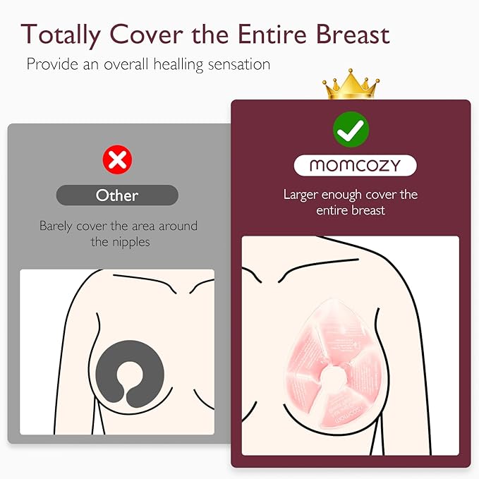 Momcozy Larger Breast Therapy Packs, Hot and Cold Breast Pads with 2 Soft Covers, Breastfeeding Essentials, Postpartum Recovery, 2 Pack, Pink