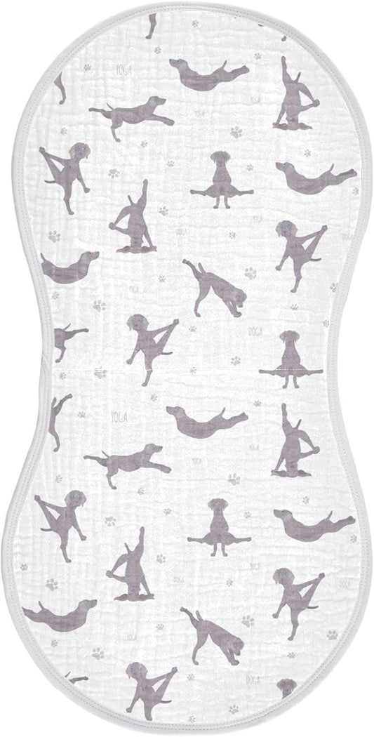 Yoga Weimaraner Dog Pattern Muslin Burp Cloths for Baby 1 Pack Soft 100% Cotton Baby Washcloths Bibs for Boy Girl