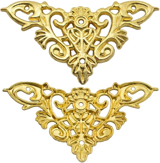 Furniture Decorative Edge Cover Antique Metal Carved Corner Protector for Jewelry Box, Album, Book, Cabinet, Desk etc. 12pcs Gold