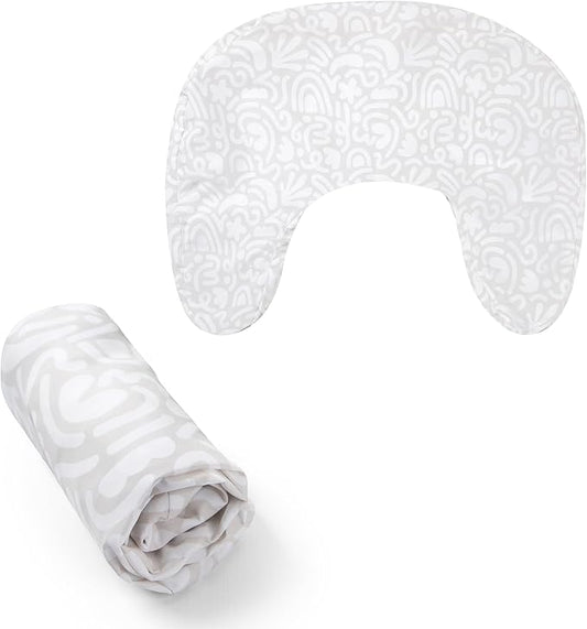 Boppy Nursing Pillow Cover - Soft, Hypoallergenic Washable Microfiber Bottle & Breastfeeding Pillow Covers (Redesigned Feeding Pillow Sold Separately) - Cream Retro Squiggles