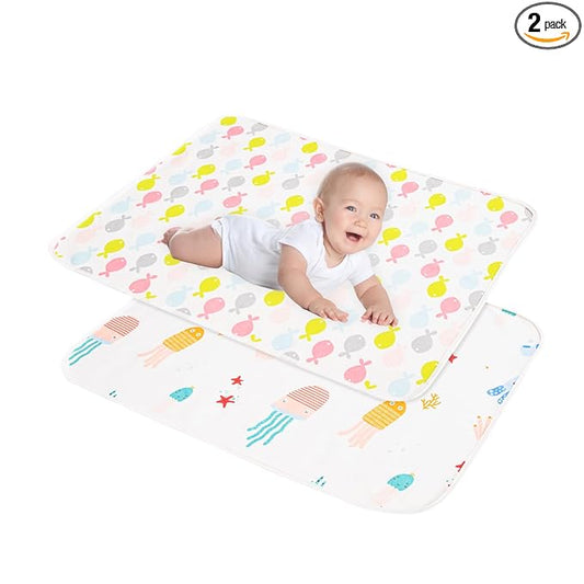 Baby Portable Diaper Changing Pad,Waterproof Changing Mat,Soft Comfortable,Foldable Travel Pad,Toddler Essentials Must Haves,Newborn Shower Gifts(Sea 20 * 27 inch-2pack)