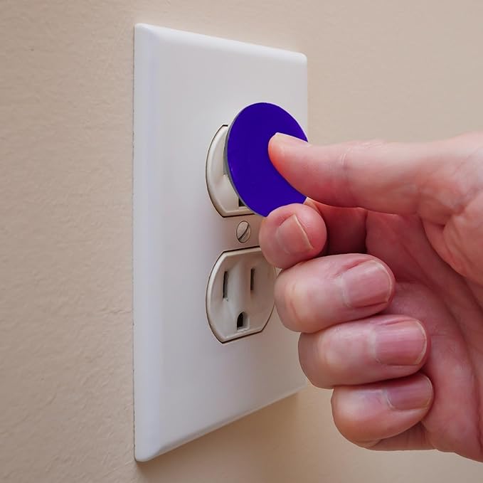 Outlet Covers, Child Safe, Easy Install, Pure Dark Blue Pattern