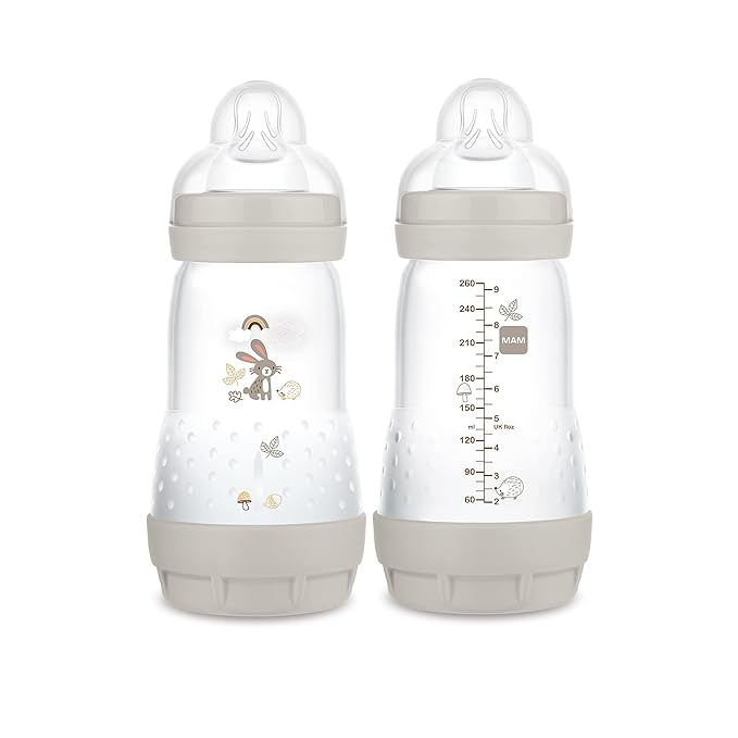 MAM Easy Start Anti-Colic Bottle 9 oz (3-Count), Baby Essentials & Easy Start Matte Anti-Colic Baby Bottles, 9 oz (2 Count), Medium Flow Nipples, Unisex Baby,2 Count (Pack of 1)