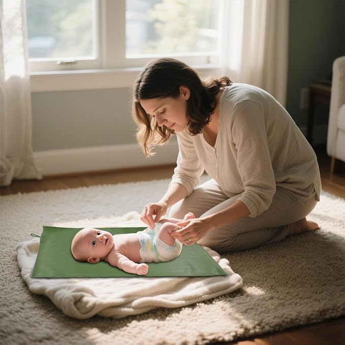 Beige Diaper Changing Mat for Baby, Portable Baby Changing Pad for Travel or Home, Wipeable Mat Fits Perfectly in Diaper Bag (67-01)