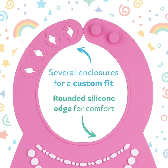 Nuby 3D Soft Silicone Baby Bib with Scoop - Silicone Bib for Toddlers and Babies 6+ Months - Pearl Necklace