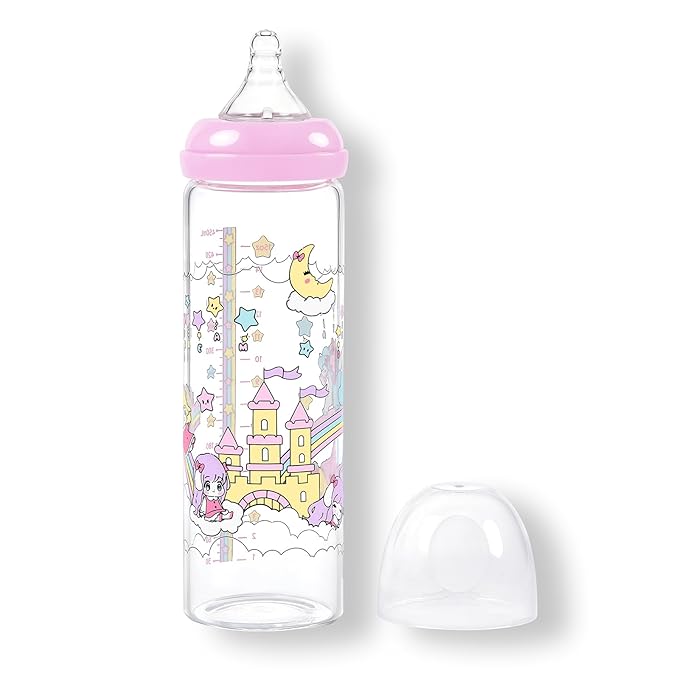 LittleForBig Adult Baby Bottle Ultra Printed Specialty Oversized Glass Feeding Fairy Littles in Dreamland Pattern