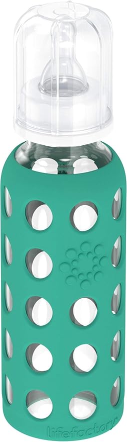 Lifefactory Baby & Me Glass Bottle Gift Set (1) 9-Ounce Baby Bottle Kale, (1) 16-Ounce Glass Bottle Optic White