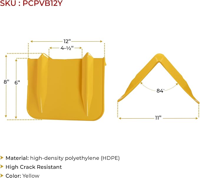 Mytee Products 8"x8"x12" Yellow Flatbed Corner Protector - V Shaped Edge Guard for Tie-Down Winch & Ratchet Straps - Fit 1 Straps Up to 4"- Plastic Corner Protector for Flatbed Trailer Cargo Load