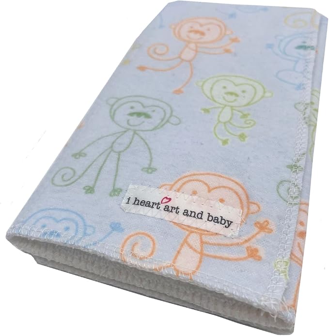 Infant Burping Cloth, Burp Cloths for Baby Boy or Girl, Soft and Absorbent - Cotton Reusable Spit Up Rags, XLarge, 1 Count (Monkey)
