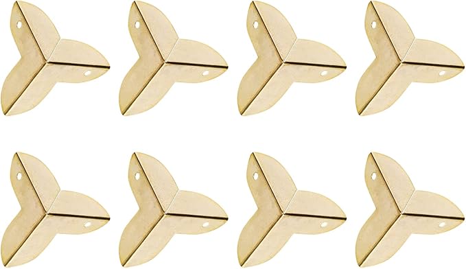 METALLIXITY Box Corner Protectors Decorative(22mm/0.87") 8Pcs, Metal Wood Case Edge Guard - for Furniture Table Wood Case, Brass