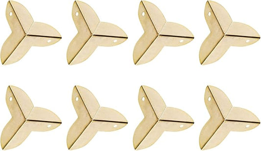 METALLIXITY Box Corner Protectors Decorative(22mm/0.87") 8Pcs, Metal Wood Case Edge Guard - for Furniture Table Wood Case, Brass
