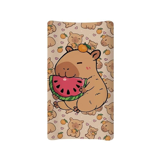 Cute Baby Changing Pad Cover Capybara Baby Diaper Change Table Pad Covers 32 * 16 Inch Easy to Install Cradle Mattress Sheets Nursery Decor