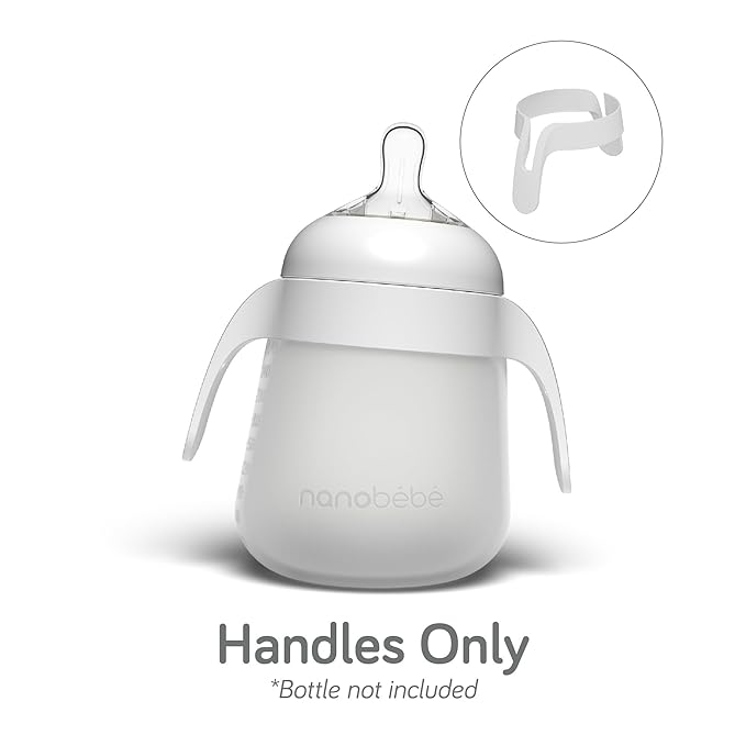 Nanobebe Flexy Bottle Handles, Easy-Grip Ergonomic Handles, Transitional Sippy Cup Handles 2-Pack, White