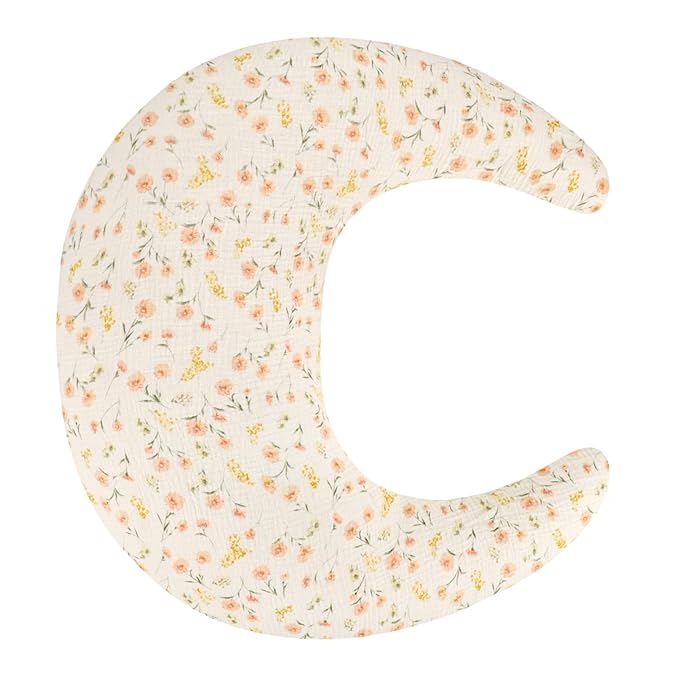 SWESEN Muslin Nursing Pillow Cover, Soft Removable Cover for Breastfeeding Pillows, Pillow Slipcover for Baby Boys and Girls, Comfortable & Breathable, Flower, Washable (Only Cover)