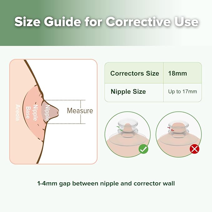 haakaa Silicone Nipple Correctors for Flat, Short or Inverted Nipples, Inverted Nipple Corrector for Breastfeeding with Storage Case, M