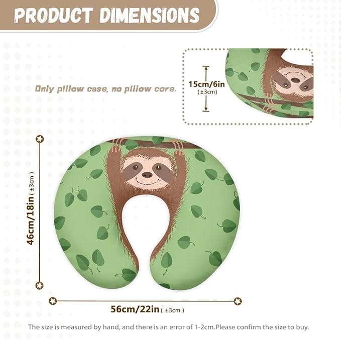 Forchrinse Funny Sloth Nursing Pillow Cover for Girls Princess Nursing Pillow Slipcover for Breastfeeding Moms,Easy to Care