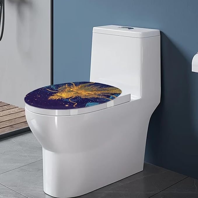 Cool Dragon Print Toilet Lid Covers Soft Flannel Fabric Bathroom Covers Elastic Bottom Soft and Breathable Seat Covers Universal for Most Toilet Bowl Lids
