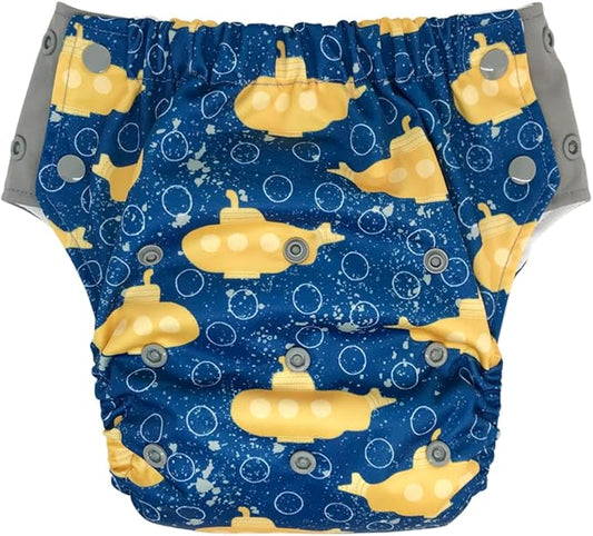EcoAble Reusable Potty Training Diaper with Insert, Daytime Pull-on Cloth Training Pants for Toddlers and Big Kids (Size 3, Submarine)