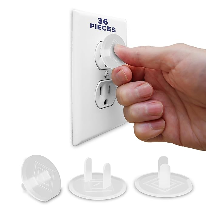 Mommy’s Helper Outlet Plug Covers – Baby Proof Electrical Outlet Protectors, Childproof Socket Safety Caps, Easy Press-Fit Installation, White, 36 Pack