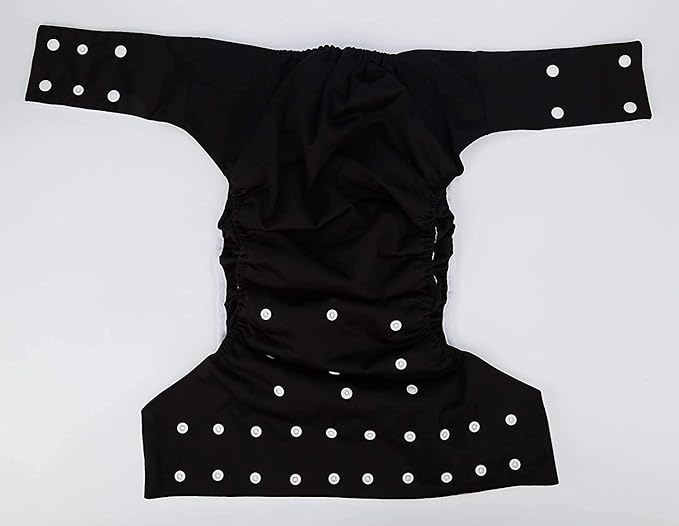 Adult Cloth Diaper Cover Nappy Reusable Washable Adjustable for Disability Incontinence Person (Black)