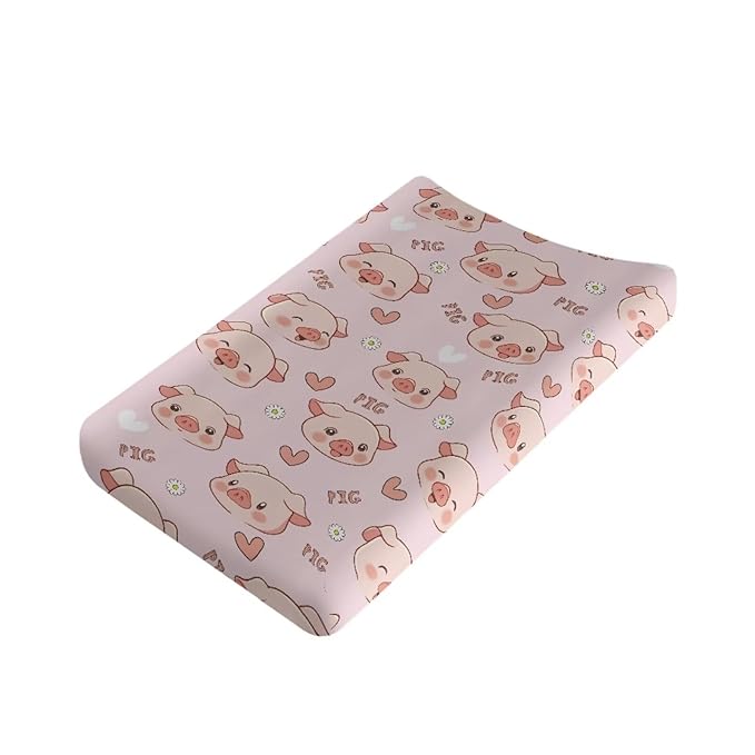 Cute Pig Changing Pad Cover Infant Pink Changing Table Covers Diaper Table Change Mat Sheet Cover