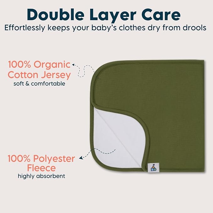 Toppy Organic Cotton Burp Cloths | Soft and Absorbent | Baby Infant Boys and Girls | Large - 21" x 10"