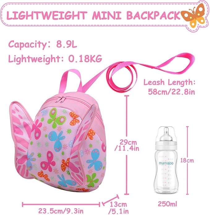 VASCHY Mini Toddler Backpack with Leash, Ultra Lightweight Tiny Little Daycare Backpack