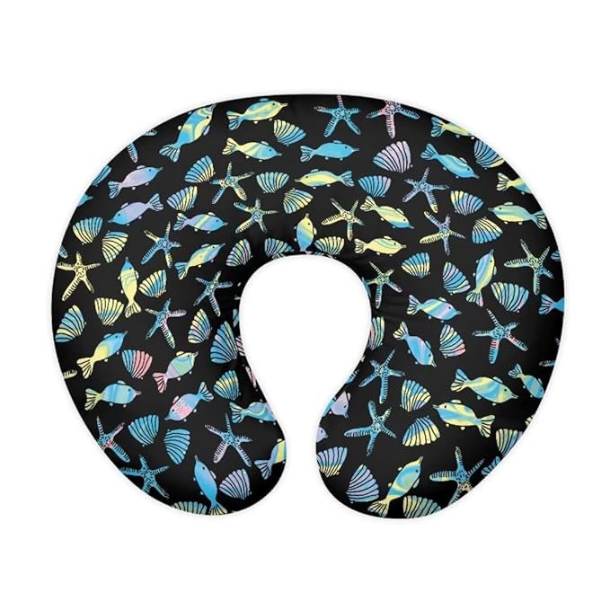 Jeiento Ultra Soft Nursing Pillow Covers Rainbow Fish＆Starfish Pillowcase Stretchy Premium Quick-Dry Fabric Cover for Newborn Infant Bottle Breast Feeding Pillow