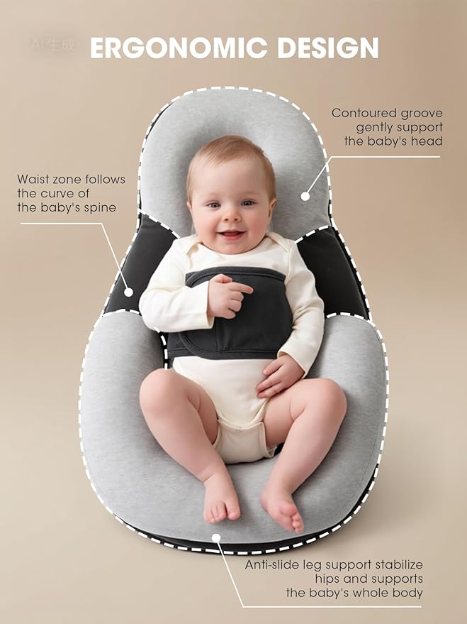 Tummy Time Pillow Baby Lounger Pillow Reduce Spit-Up Anti Overflow Design for Baby Comfort and Feeding Support