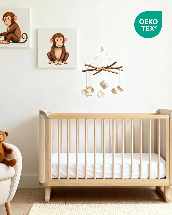 Baby Crib Sheets for Boys & Girls - Pack of 2 Fitted Microfiber Crib Sheets for Standard Crib & Toddler Mattress - Soft, Breathable & Wrinkle Free - Machine Washable, Oeko Tex - 52x28x8in - White Duo