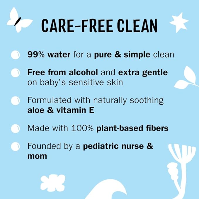 Molly's Suds Sensitive Clean Baby Wipes | 99% Water, Plant-Based, Fragrance Free | 576 Total Wipes (9 Flip-Top Packs)