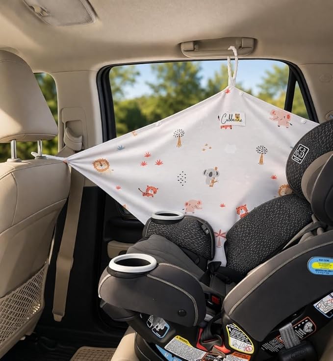 Multi-Use Car Window Shade for Babies & Toddlers, Can be Used as a Nursing Cover and Car Seat Cover, Newborn Essentials, Expecting Mothers and Infants Must Have, Travel Essentials