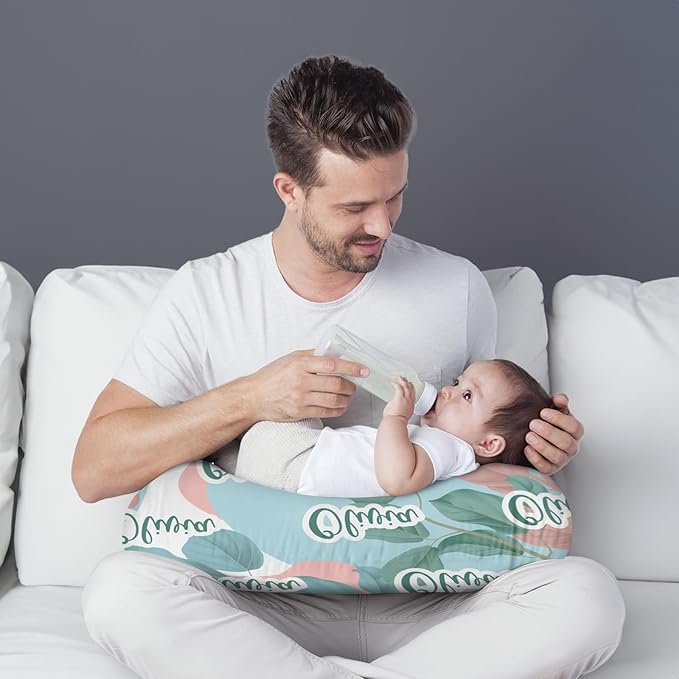 Customizable Flowers Baby Nursing Pillow Cover - Add Your Baby's Name, Ultra-Soft Stretch Fabric, Fits Standard Nursing Pillows, Ideal for Baby Showers Style 25