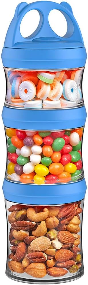 BeneLabel Snack Jars 3-Piece BPA Free Stackable Containers - Twist Lock,.fit Perfectly for Formula, Milk, Protein Powder, Snacks - (Blue, 28oz) stranded and added a bone slice.