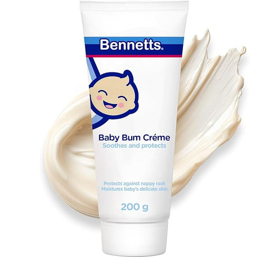 Bennetts Baby Bum Cream 200ml – Water-Repellent Diaper Barrier Cream for Newborns – Protects Against Nappy Rash & Redness