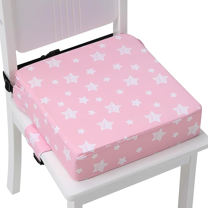 Booster Seat for Kitchen Chair, Toddler Booster Seats for Dining Table with Adjustable Straps Portable for Travel Camping Eating, Booster Cushion for Table for Baby Child Infant Kid Boy Girl