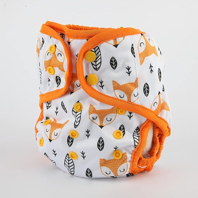 One Size Cloth Diaper Cover Snap With Double Gusset (Fox Head)