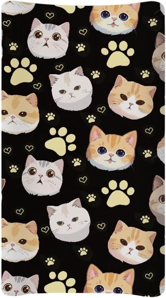 Cute Cat Paw Baby Changing Pad Cover Waterproof Breathable Universal Tray Table Mat Stretchy Durable Diaper Changing Cover Infant/Toddler Cozy Table Sheets
