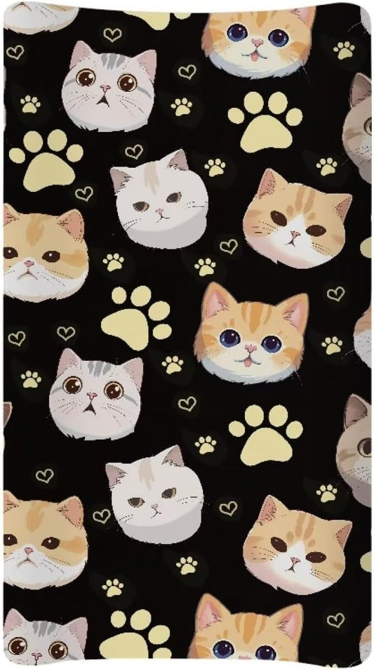 Cute Cat Paw Baby Changing Pad Cover Waterproof Breathable Universal Tray Table Mat Stretchy Durable Diaper Changing Cover Infant/Toddler Cozy Table Sheets