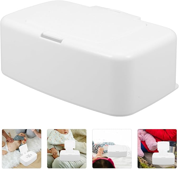 Ipetboom Baby Wipes Dispenser Refillable Wet Tissue Holder with Nonslip Base and Dust Cover Portable Wipe Storage Box for Nursery Kitchen Bathroom 6.69X4.13X2.36In