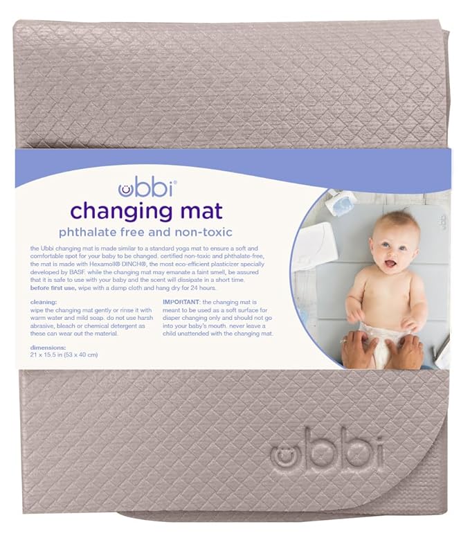 Ubbi On-The-Go Baby Wipes Dispenser and Changing Mat, Portable Diapering Accessories for Traveling with Newborns, Taupe