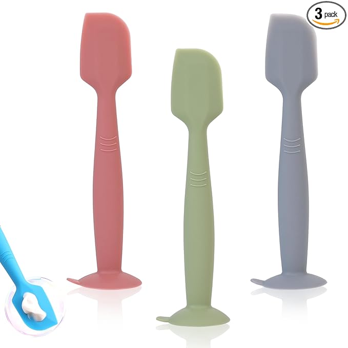 babove Baby Diaper Cream Spatula Applicator 3 Pack Butt Paste Spatula Soft Silicone,Diaper Rash Cream Applicator, Baby Essentials Must Haves Newborn Stuff (Red Green Grey)