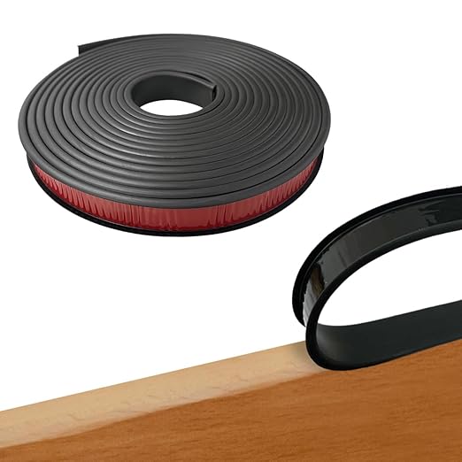 16.4ft Self Adhesive Flexible U Channel Edge Protector, TPE Flexible Furniture Edge Banding for Cabinet Repair & Restoration (18MM, Black)