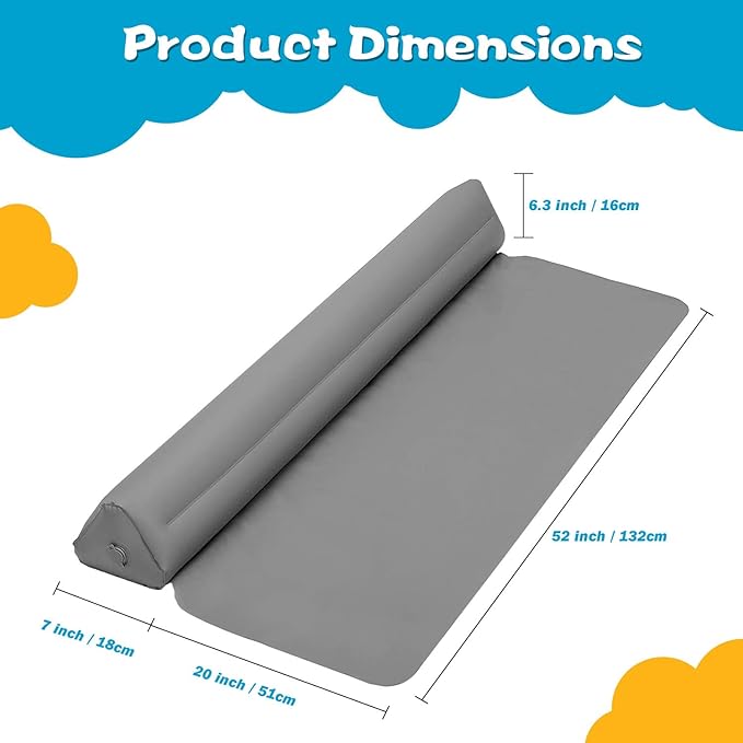 [2-Pack Inflatable Bed Rails for Toddlers with Pump] Soft Odorless TPU Bed Bumpers for Kids – Portable Non-Slip Travel Safety Guard for Twin, Full, Queen & King Beds – Washable & Easy to Inflate